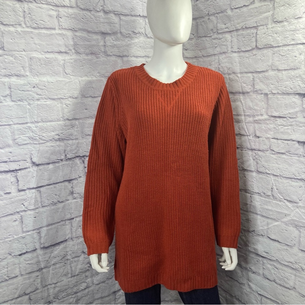 ✨ Woman Within Tunic Sweater Size L Burnt Orange Cozy Fall Staple ✨ - Picture 6 of 13